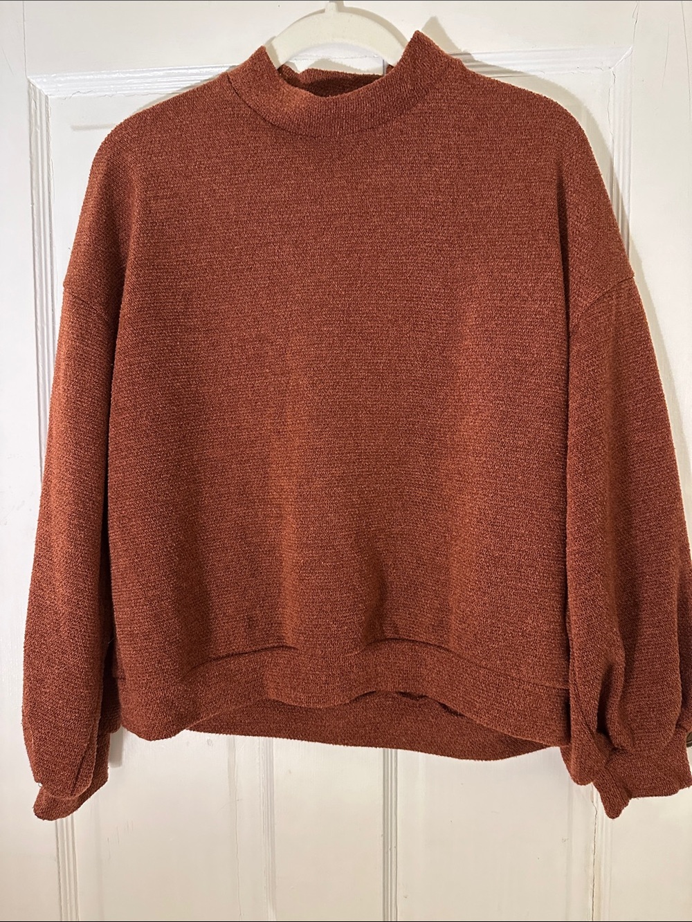 Cozy Mock Neck Women's Sweater in Dark Red